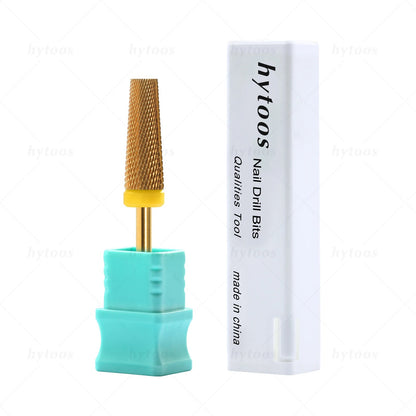HYTOOS 5 in 1 Nail Drill Bits 16mm Flat Top Tapered Carbide Nail Bit Remove Gel Tool Electric Drills File Manicure Accessories