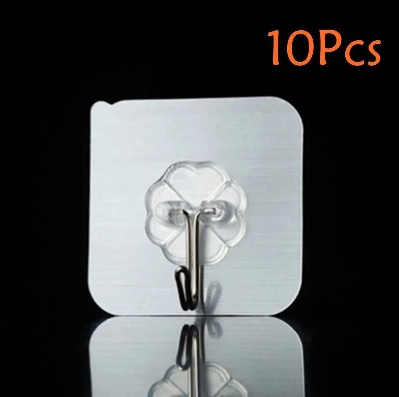 5/10/20 Pcs Door Hook Adhesive Wall Hooks Transparent Anti-skid Traceless Heavy Duty Stick on Hook Bathroom Kitchen Wall Sticker
