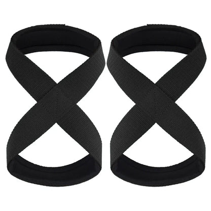 Padded Figure 8 Straps Deadlift Weight Lifting Wrist Straps Power Lifters Workout Pull-ups Horizontal Bar Gym Fitness
