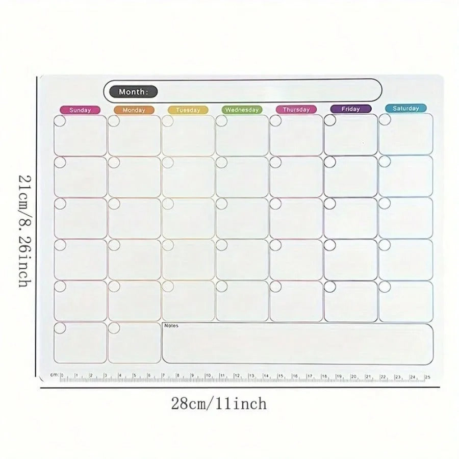 Erasable Monthly And Weekly Schedule Calendar Sticker Flexible Magnetic Refrigerator Sticky Notes Pad PVC Memo Message Board