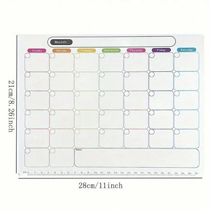 Erasable Monthly And Weekly Schedule Calendar Sticker Flexible Magnetic Refrigerator Sticky Notes Pad PVC Memo Message Board