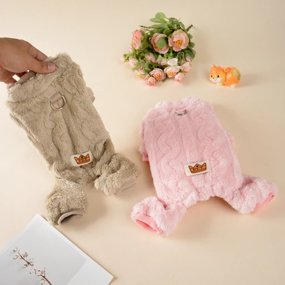 Soft Dog Clothes For Winter Warm Puppy Jumpsuit With D-ring Flannel Fleece Pets Sweater For Small Medium Dogs Yorkshire Pug Coat