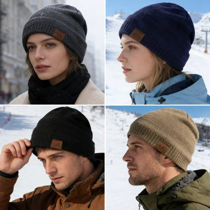 Unisex URGENTMAN Labal Winter Hats Solid Color Knitted Hats For Men And Women Beanie Cap Outdoor Add Fur Lining Warm Sports Hats