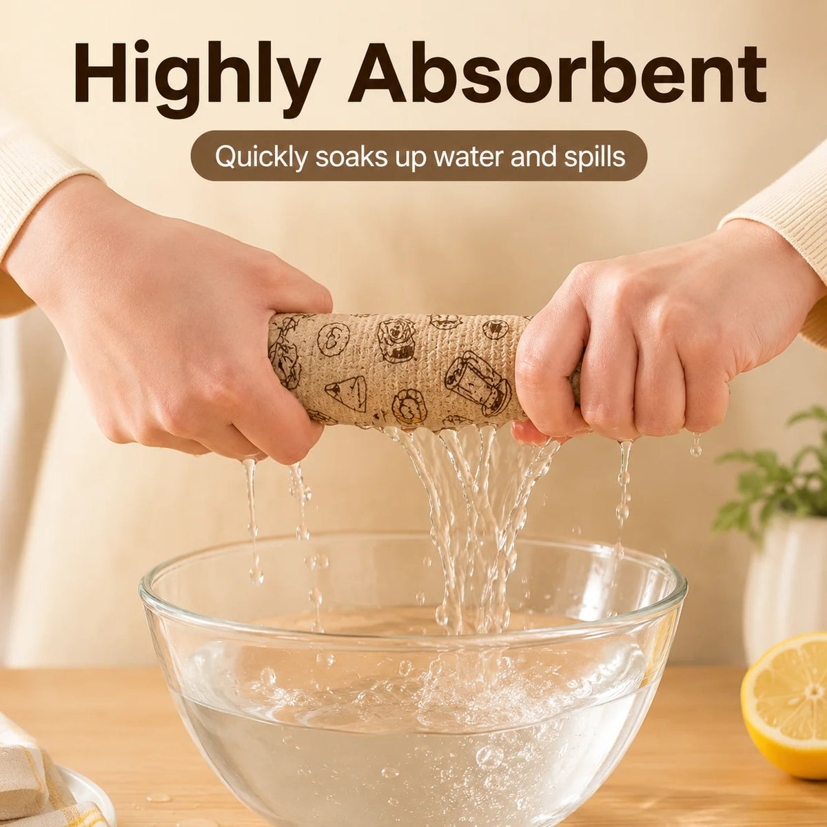 1/2/3 Roll Thick Disposable Kitchen Dish Cloth Roll Oil-Free Absorbent Tear-Off Cleaning Towels 20 Sheets 25x25cm for Home