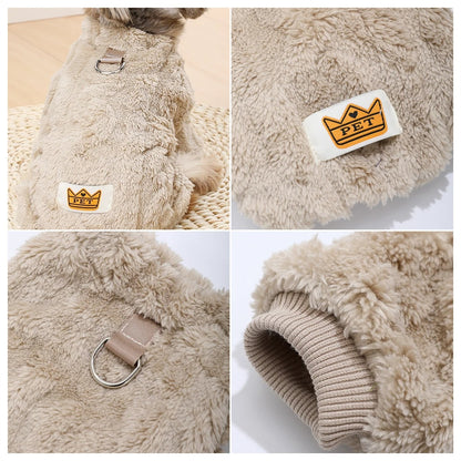 Soft Dog Clothes For Winter Warm Puppy Jumpsuit With D-ring Flannel Fleece Pets Sweater For Small Medium Dogs Yorkshire Pug Coat