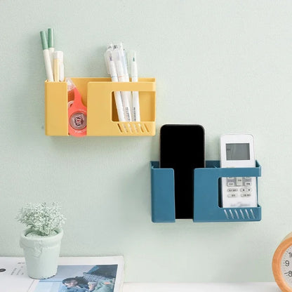 1PC Wall-Mounted Non-Punching Remote Control Storage Box Rack TV Air Conditioning Mobile Phone Charging Rac