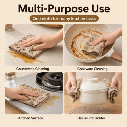 1/2/3 Roll Thick Disposable Kitchen Dish Cloth Roll Oil-Free Absorbent Tear-Off Cleaning Towels 20 Sheets 25x25cm for Home