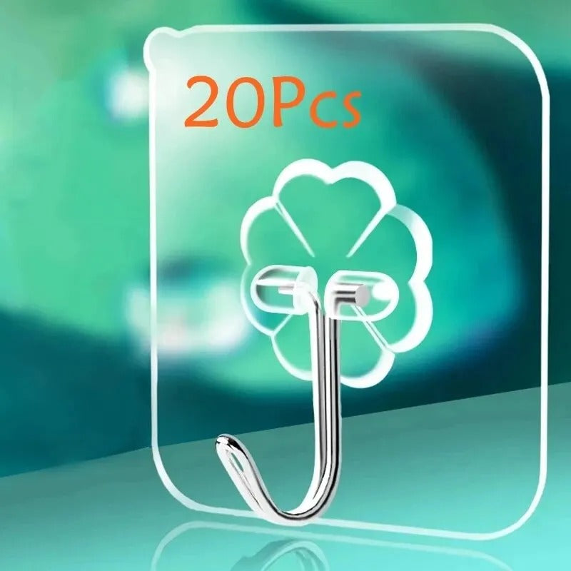 5/10/20 Pcs Door Hook Adhesive Wall Hooks Transparent Anti-skid Traceless Heavy Duty Stick on Hook Bathroom Kitchen Wall Sticker